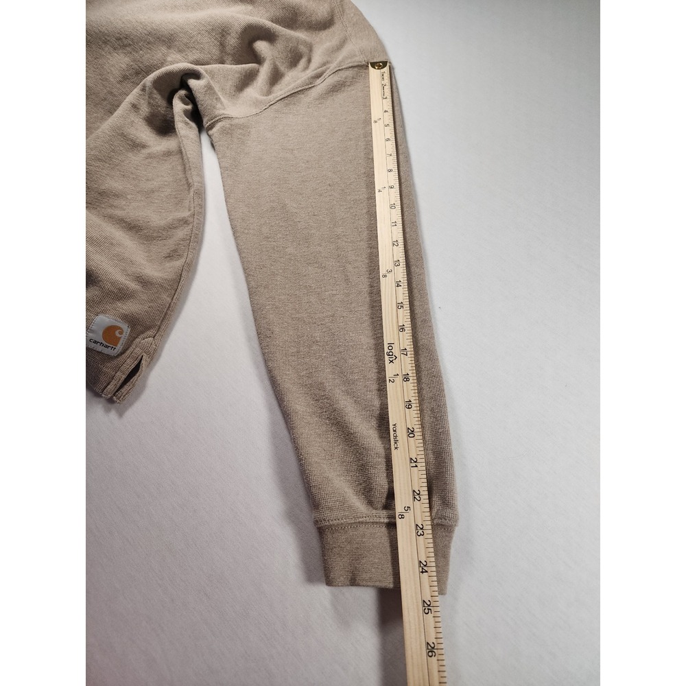 Carhartt Vintage Thermal Shirt Men XL Tan Waffle Knit Long Sleeve Workwear Layer - Picture 4 of 7